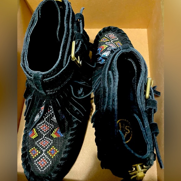 NWOT Ash  Serpico Fringe Womans Wedge Boot - Picture 2 of 10